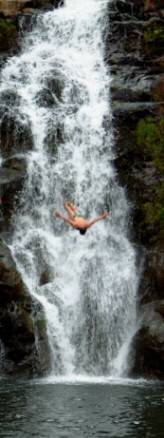 high diver in mid-fall